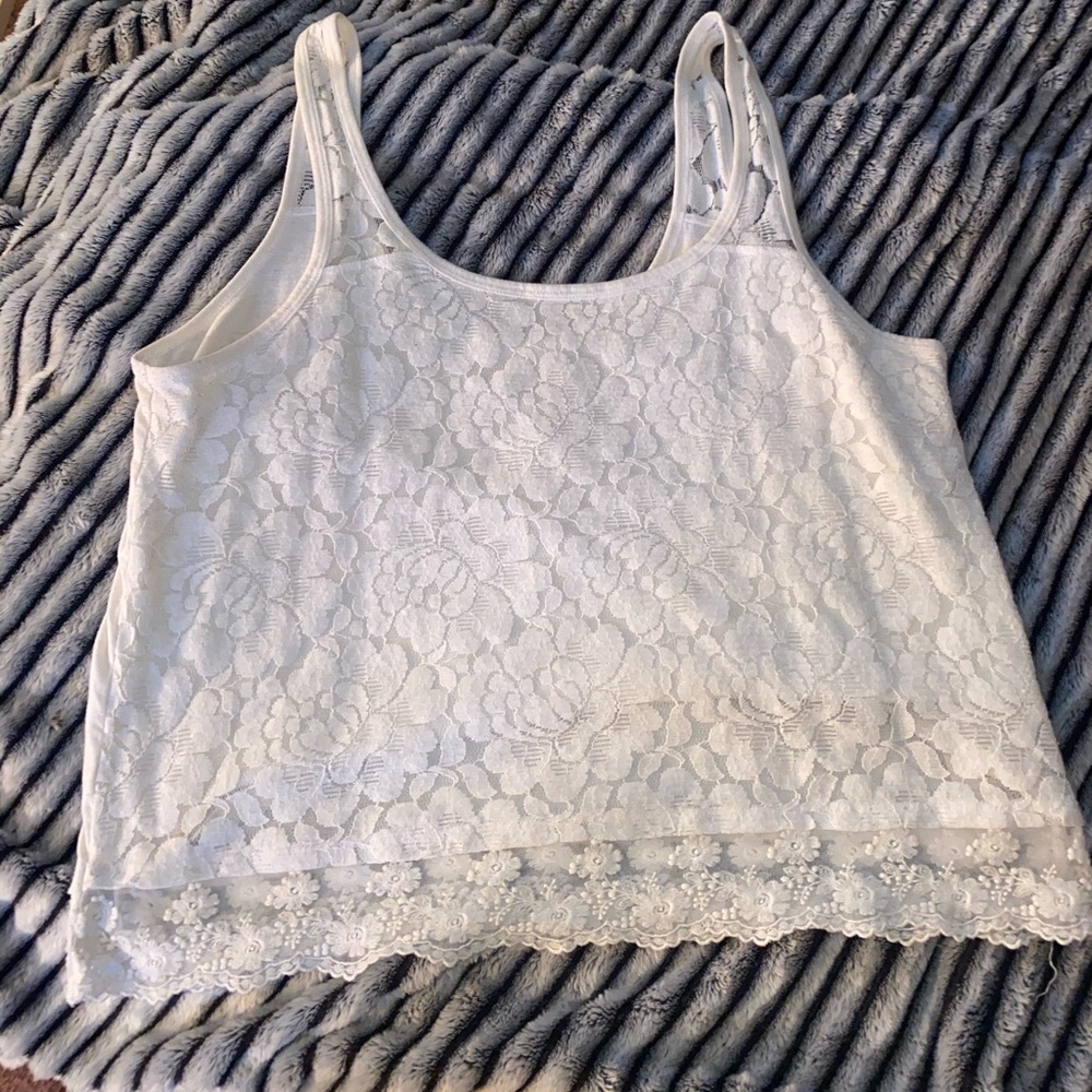 Hollister White Lace Crop Tank